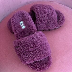 UGG Plum Fuzzy Slides